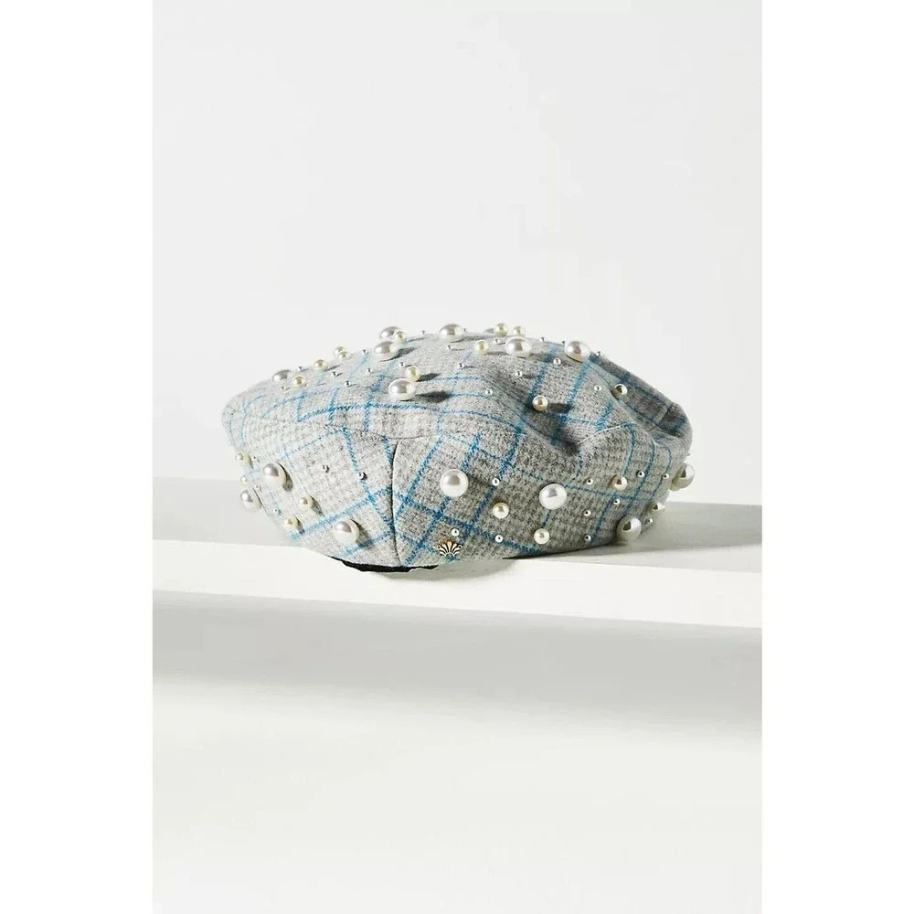 NWT Lele Sadoughi Fuax Pearl Embellished Beret One Size